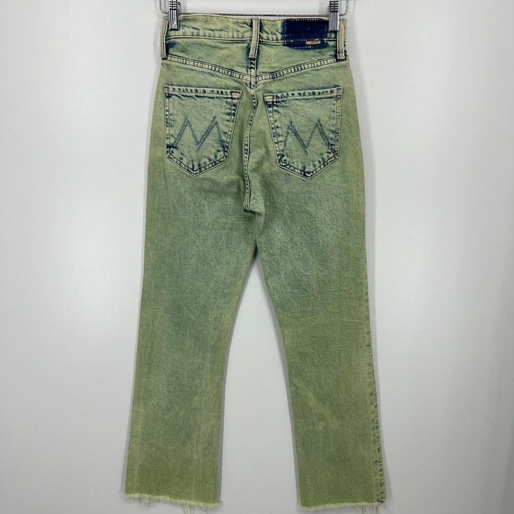 Mother Jeans Women's Size 24 Green Acid Wash The Tripper Crop Fray